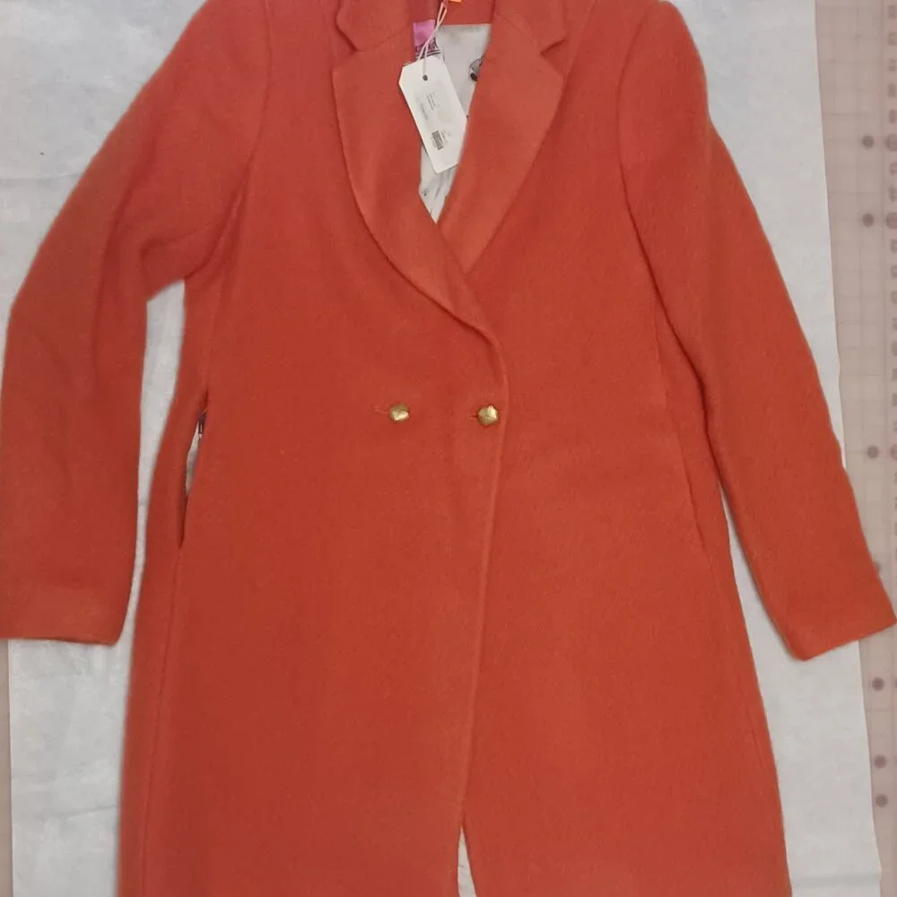 Vilagallo Abel Jacket - Orange Wool - Fall Coat Women's Size 6 (EU 40) - Picture 4 of 5